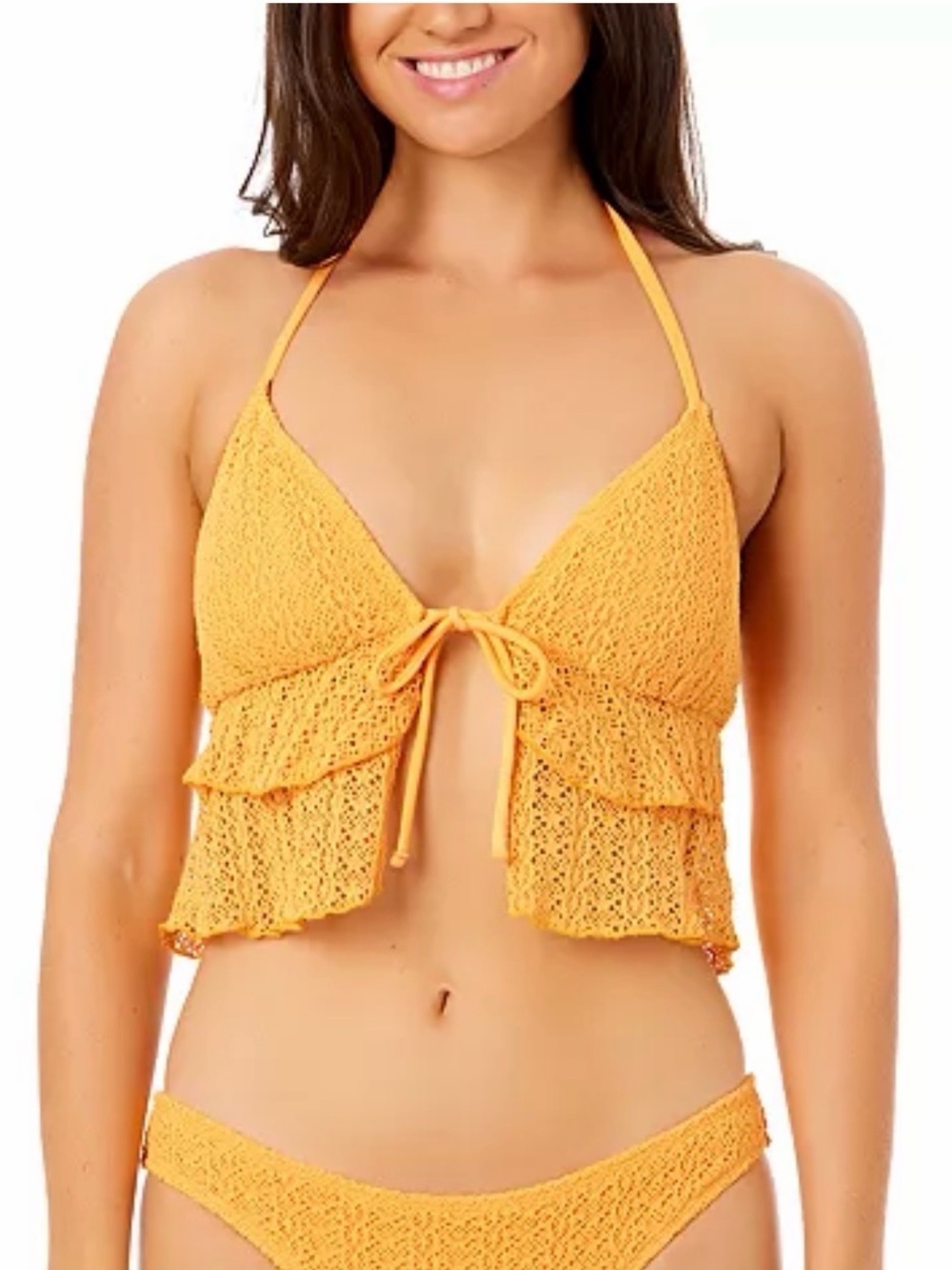 Salt + Cove Crochet Ruffle Trim Midkini Top